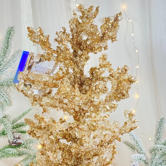 Rachel Zoe Jeweled Cluster Crystal Glass Gold Holiday Christmas Tree 24" New - Picture 12 of 16
